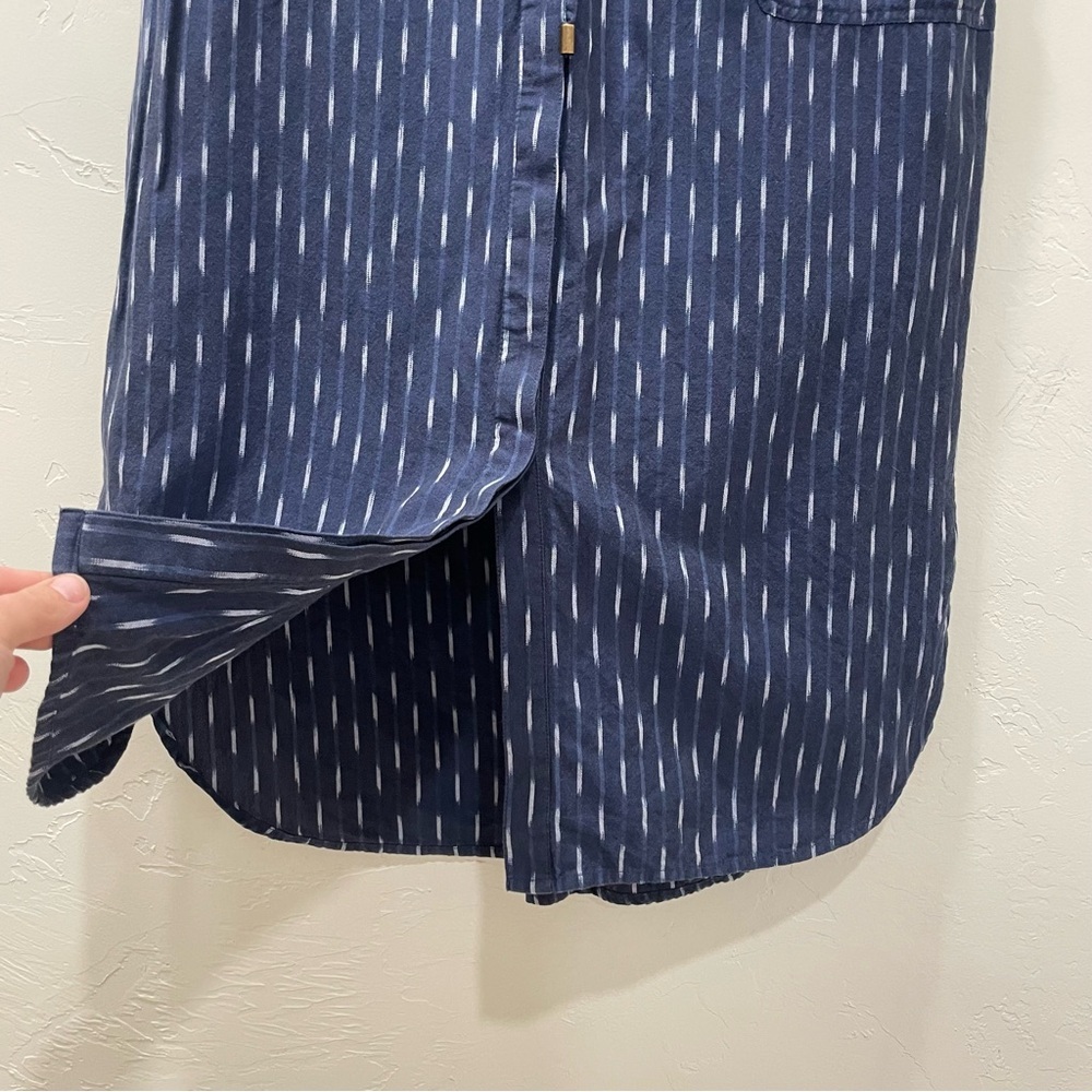 Faherty Saylor Midi Dress in Midnight Ikat Womens Medium Pockets Blue Sleeveless - Picture 10 of 15